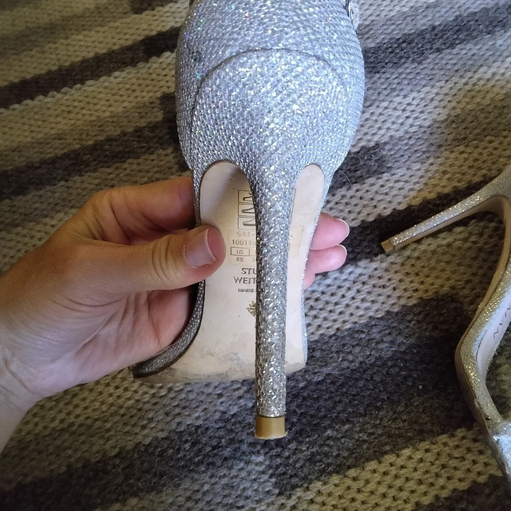 Stuart Weitzman Nudistcurve Patent crystal color Ankle strap sandals size 8